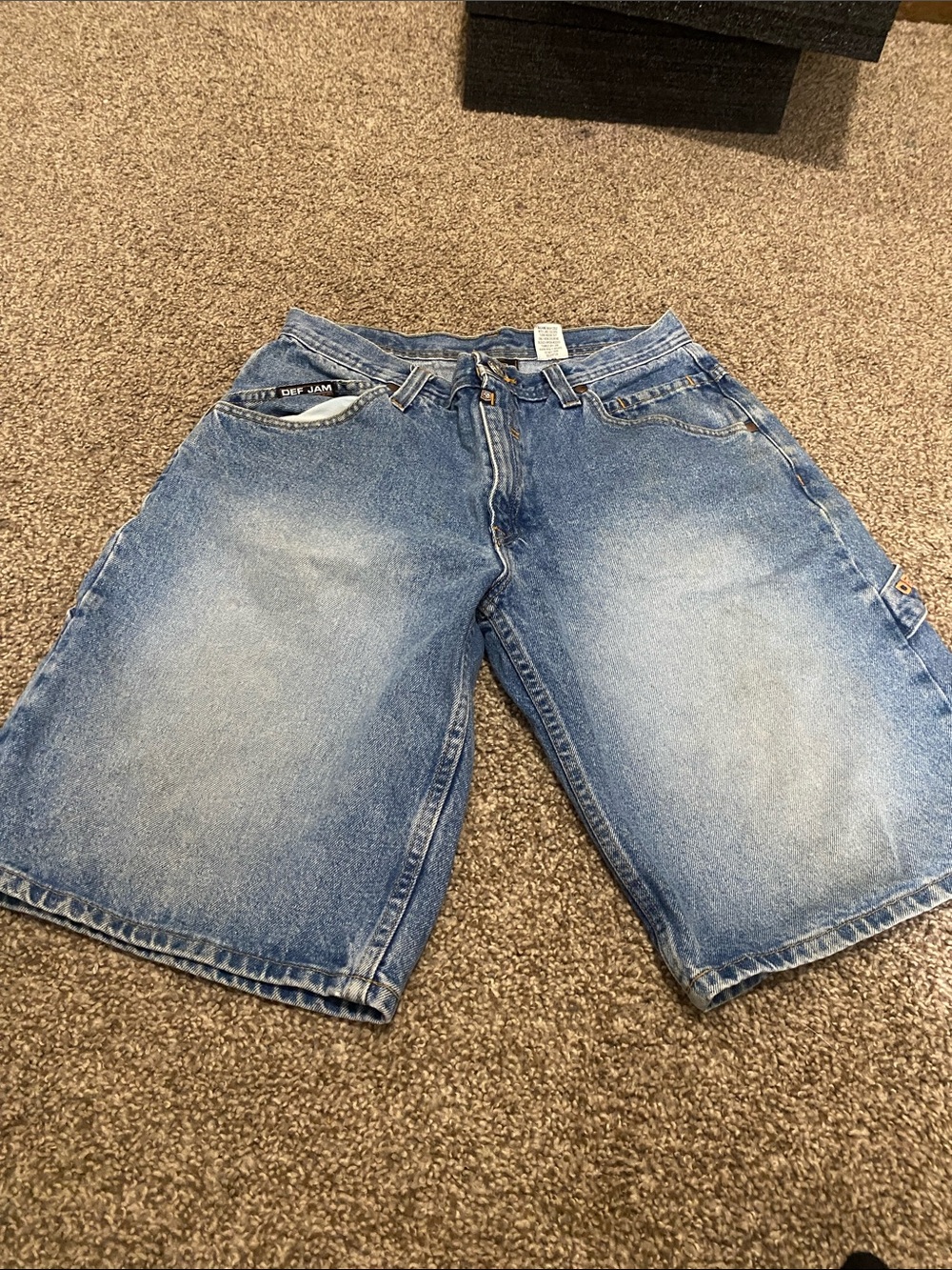 Men's Washed Blue Denim Carpenter Shorts